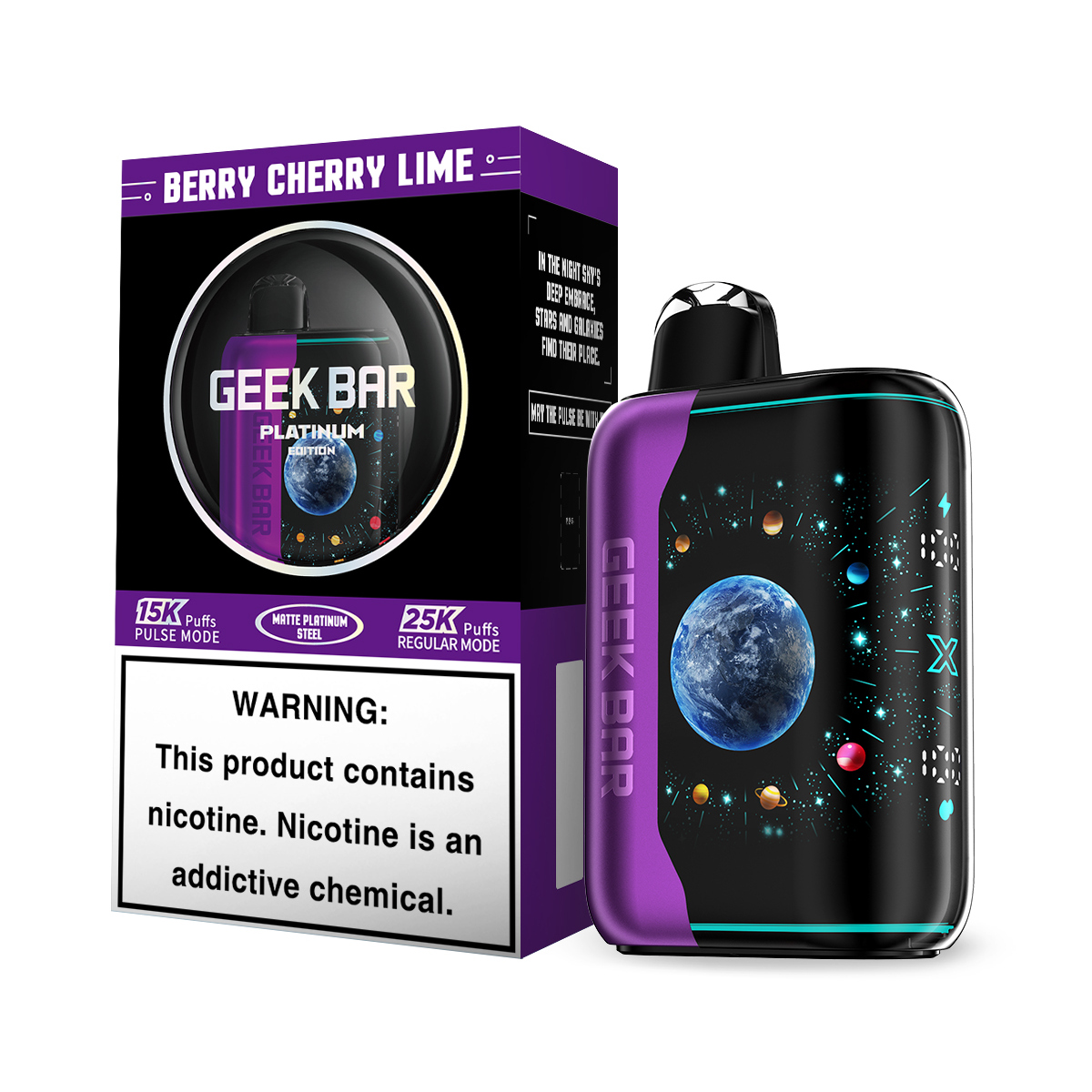 Berry Cherry Lime Flavor Geek Bar Pulse X Platinum Edition Disposable Flavors - 25000 Puffs| - NICEPRO.US