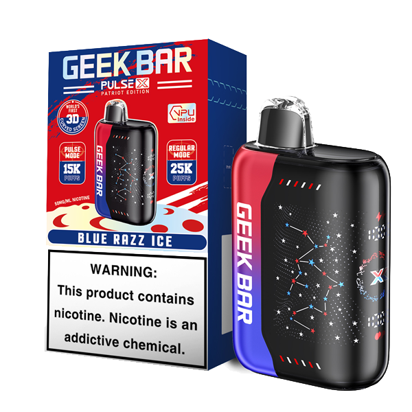 Blue Razz Ice Flavor Geek Bar Pulse X Patriot Edition 25000 Puffs Disposable| - NICEPRO.US