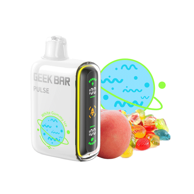 White Gummy Ice Flavors Fruit Planet Edition Geek Bar Pulse Disposable Vape - NICEPRO.US